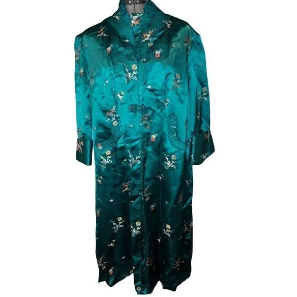 50s Vintage Beautiful Emerald‎ Asian Kimono